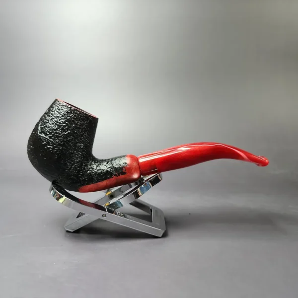 Ceasare Barontini Vulcano 05 Sandblasted Bent Billiard Estate Briar Pipe, Unsmoked, 9mm - Image 3