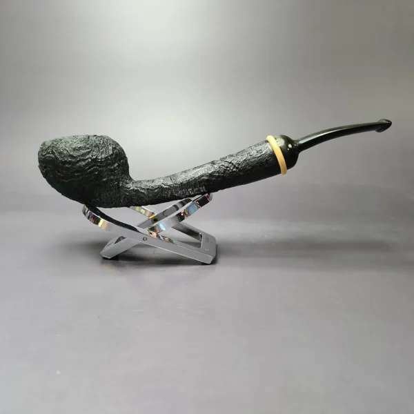HS Studio Sandblasted Long Shank Acorn w/ Boxwood Estate Briar Pipe, Unsmoked - Image 3