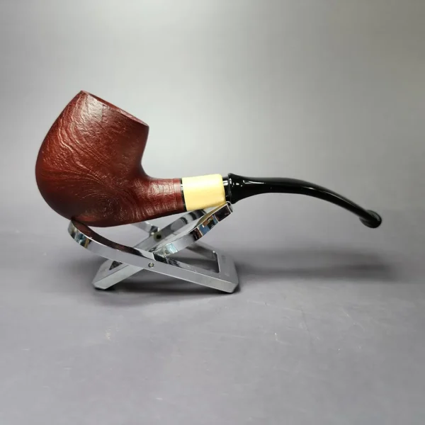 MBSD Briars by Piero Vitale Sandblasted Brandy w/ Olivewood Briar Pipe, New - Image 3