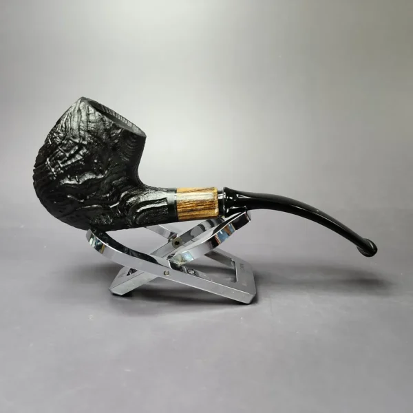 MBSD Briars by Piero Vitale Sandblasted Brandy w/ Zebrawood Briar Pipe, New - Image 3