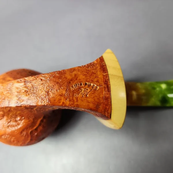 Mina Pipes Sandblasted Danish Apple w/ Olivewood Estate Briar Pipe, Unsmoked - Image 3