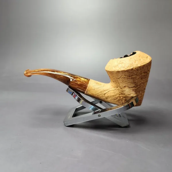 Reum Pipes Natural Sandblasted Dublin w/ Resin Stem Briar Pipe, New - Image 4