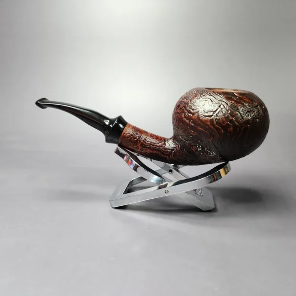 Mina Pipes Sandblasted Squat Tomato Estate Briar Pipe, Unsmoked - Image 4