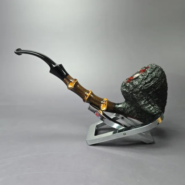 Chris Asteriou 2018 Sandblasted Peewit w/ Bamboo Estate Briar Pipe, Unsmoked - Image 4