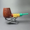 SU Pipes Sandblasted Brandy w/ Buddha Belly Bamboo Handmade Sandblasted Briar Pipe, New - Image 4