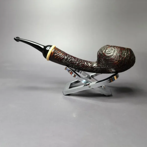 HS Studio Sandblasted Long Shank Acorn w/ Boxwood Estate Briar Pipe, Unsmoked - Image 4