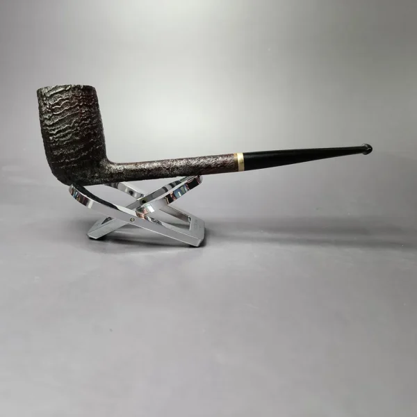 C-Pipe XL Sandblasted Pencil Shank Stack w/ Brass Handmade Briar Pipe, New - Image 4