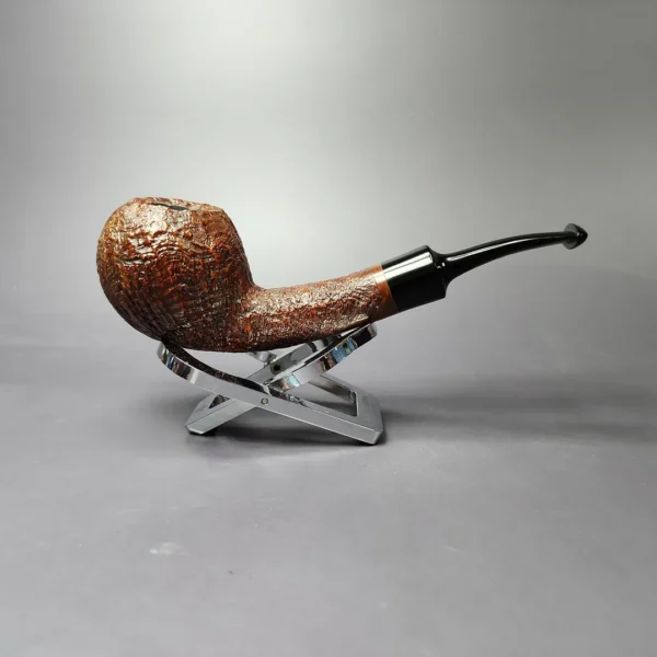 HS Studio Sandblasted Long Shank Apple Estate Briar Pipe, Unsmoked - Image 4