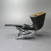J Mouton Partially Sandblasted Dublin w/ Mammoth Molar Handmade Briar Pipe, New - Image 4