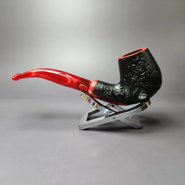 Ceasare Barontini Vulcano 05 Sandblasted Bent Billiard Estate Briar Pipe, Unsmoked, 9mm - Image 4