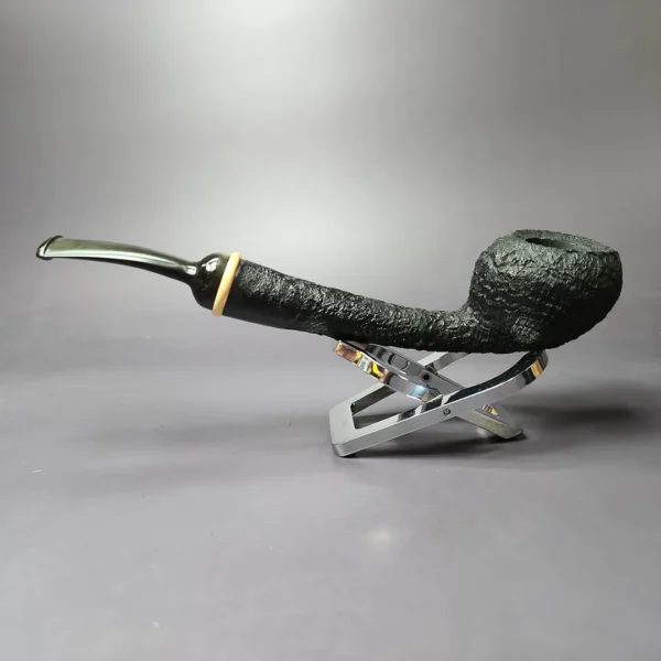 HS Studio Sandblasted Long Shank Acorn w/ Boxwood Estate Briar Pipe, Unsmoked - Image 4