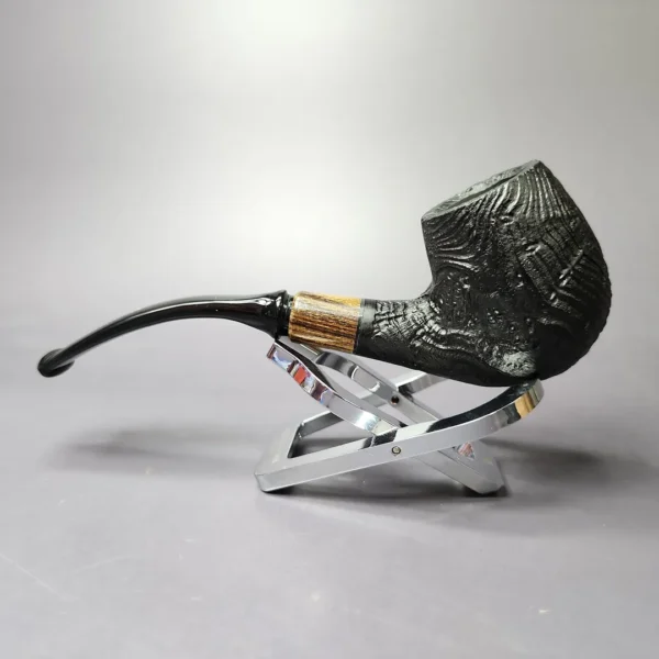 MBSD Briars by Piero Vitale Sandblasted Brandy w/ Zebrawood Briar Pipe, New - Image 4