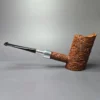 RD Pipes by Ron Powell XL Sandblasted Silver Spigot Poker Strawberry Briar Pipe, New - Image 4