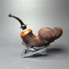 SU Pipes Denim Rusticated Mushroom w/ Ivorite & Case Handmade Briar Pipe, New - Image 5
