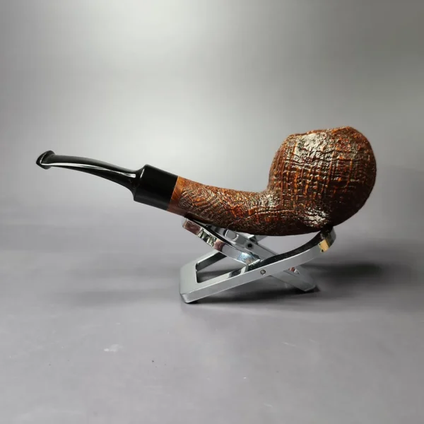 HS Studio Sandblasted Long Shank Apple Estate Briar Pipe, Unsmoked - Image 5