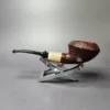 HS Studio Sandblasted Squat Rhodesian w/ Horn Estate Briar Pipe, Unsmoked - Image 5