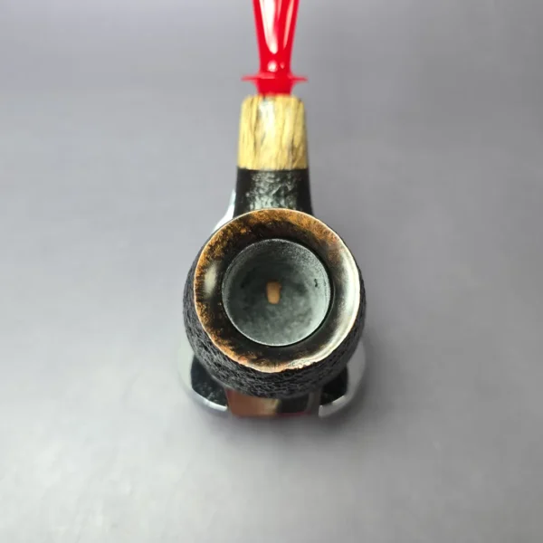 RD Pipes by Ron Powell Sandblasted Bent Brandy w/ Spalted Tamarind Briar Pipe, New - Image 5