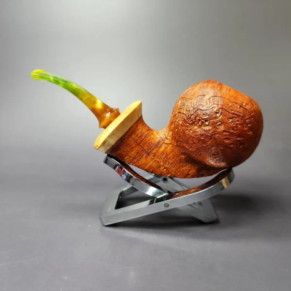 Mina Pipes Sandblasted Danish Apple w/ Olivewood Estate Briar Pipe, Unsmoked - Image 5