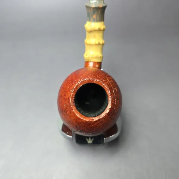 SU Pipes Contrast Sandblasted Apple w/ Bamboo Handmade Briar Pipe, New - Image 6