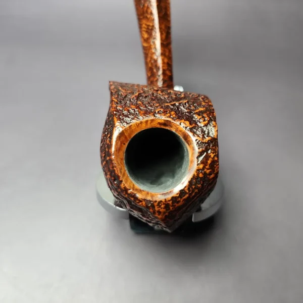 HS Studio Sandblasted Long Shank Blowfish w/ Boxwood Estate Briar Pipe, Unsmoked - Image 6