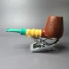 SU Pipes Sandblasted Brandy w/ Buddha Belly Bamboo Handmade Sandblasted Briar Pipe, New - Image 6