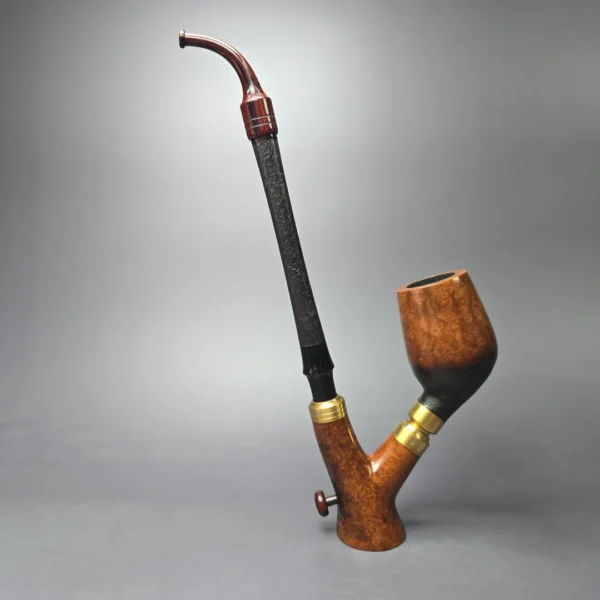 Moonlight Pipes "Neo-Tyrolean" Cavalier w/Brass Handmade Briar Pipe, New - Image 6