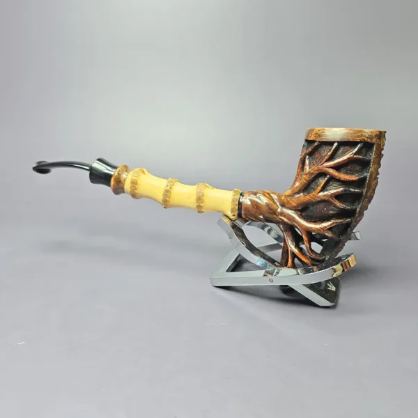Moonlight Pipes "Radix" Pickaxe w/ Bamboo Handmade Briar Pipe, New - Image 6