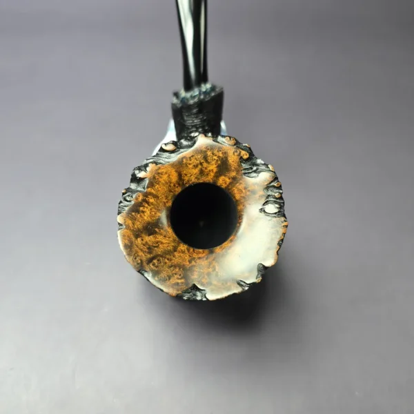 J Mouton Partially Sandblasted Dublin w/ Mammoth Molar Handmade Briar Pipe, New - Image 6