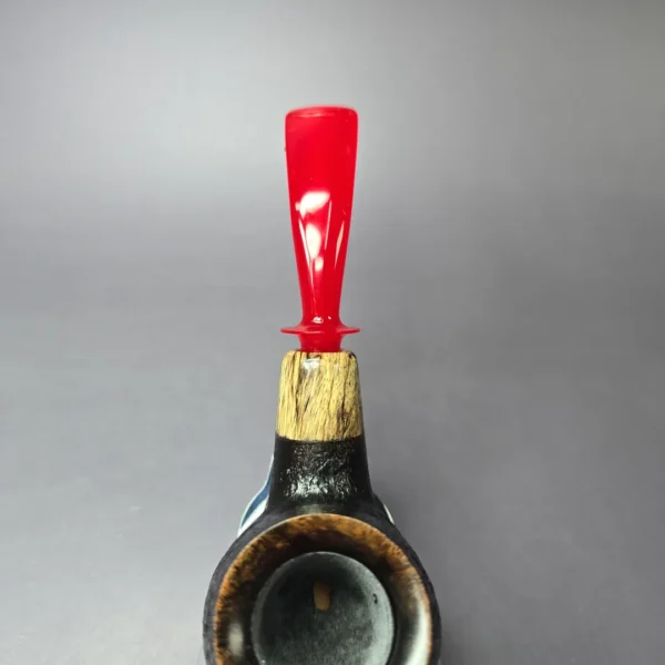 RD Pipes by Ron Powell Sandblasted Bent Brandy w/ Spalted Tamarind Briar Pipe, New - Image 6