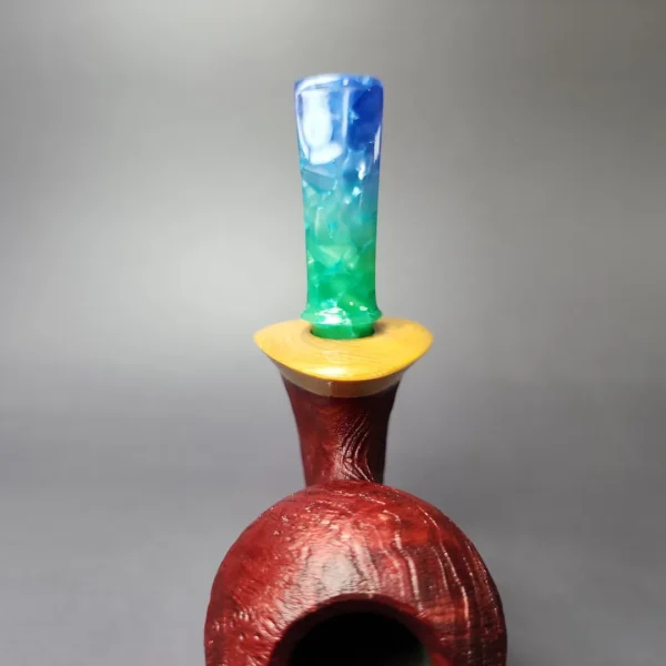 Mina Pipes Sandblasted Danish Apple w/ Olivewood Estate Briar Pipe, Unsmoked - Image 7