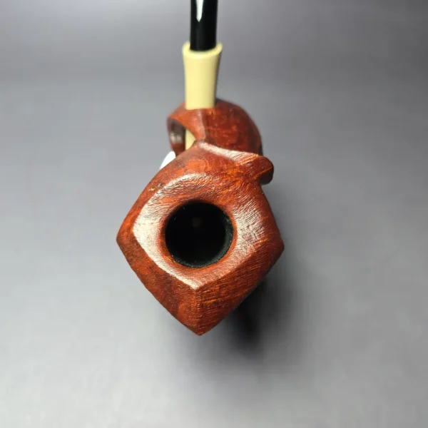 SU Pipes Sandblasted Speared Fish w/ Boxwood & Case Handmade Briar Pipe, New - Image 7