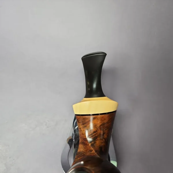 HS Studio Smooth Asymmetrical Blowfish w/ Boxwood Estate Briar Pipe, Unsmoked - Image 7