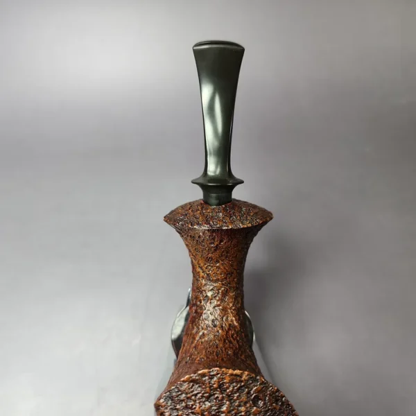 HS Studio Magnum Sandblasted Asymmetric Horn Estate Briar Pipe, Unsmoked - Image 7
