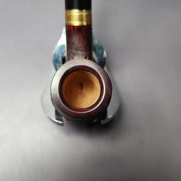 Mina Pipes Sandblasted Bent Billiard w/ Brass Estate Briar Pipe, Unsmoked - Image 7