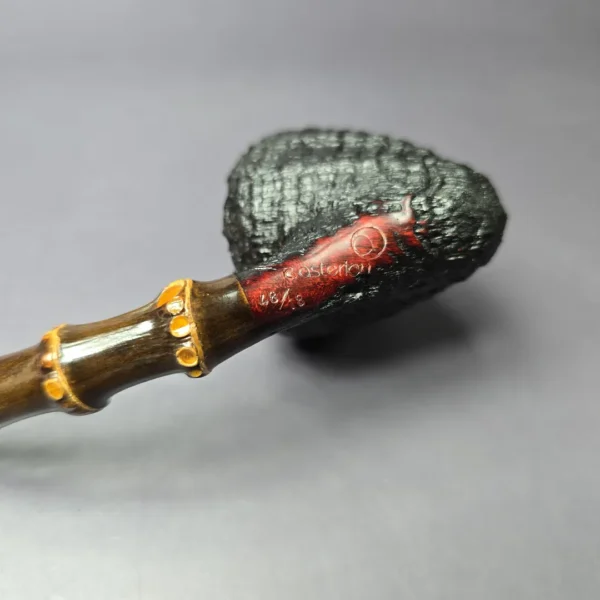 Chris Asteriou 2018 Sandblasted Peewit w/ Bamboo Estate Briar Pipe, Unsmoked - Image 7