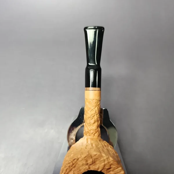 Proxima by Piero Vitale Natural Sandblasted Pot w/Zebrawood Briar Pipe, New - Image 7