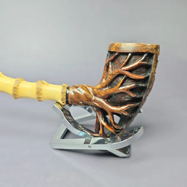 Moonlight Pipes "Radix" Pickaxe w/ Bamboo Handmade Briar Pipe, New - Image 7