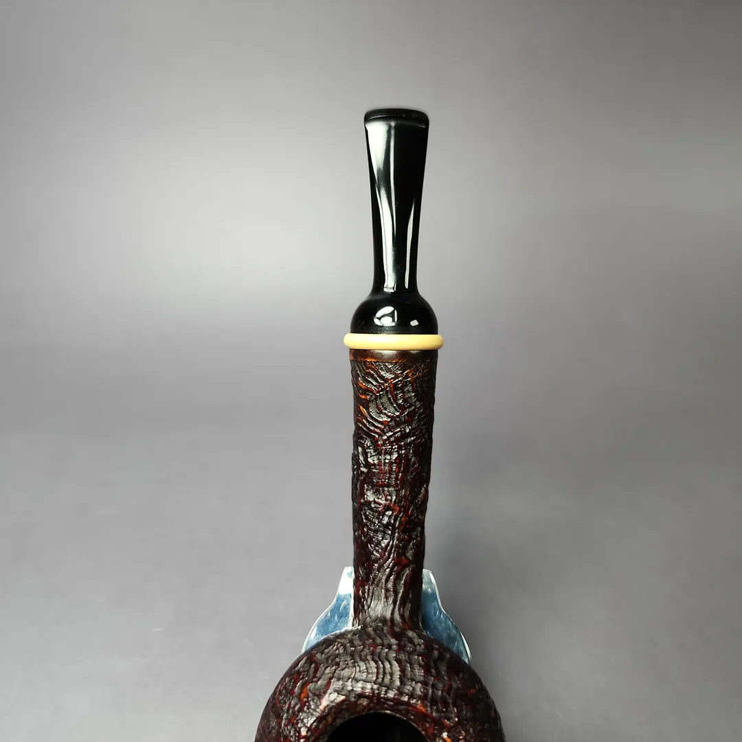 HS Studio Sandblasted Long Shank Acorn w/ Boxwood Estate Briar Pipe, Unsmoked - Image 7