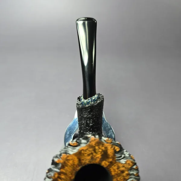 J Mouton Partially Sandblasted Dublin w/ Mammoth Molar Handmade Briar Pipe, New - Image 7
