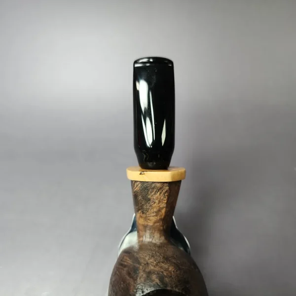 Peter Toth Contrast Sandblasted Freehand w/ Spalted Oak Handmade Briar Pipe, New - Image 7
