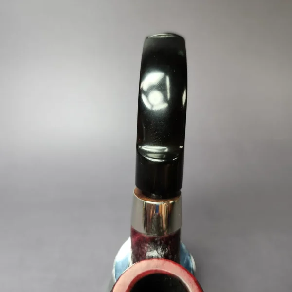 Brebbia First Sabbiata 6013 Sandblasted Bent Billiard w/ Silver Estate Briar Pipe, Italian Estates - Image 7