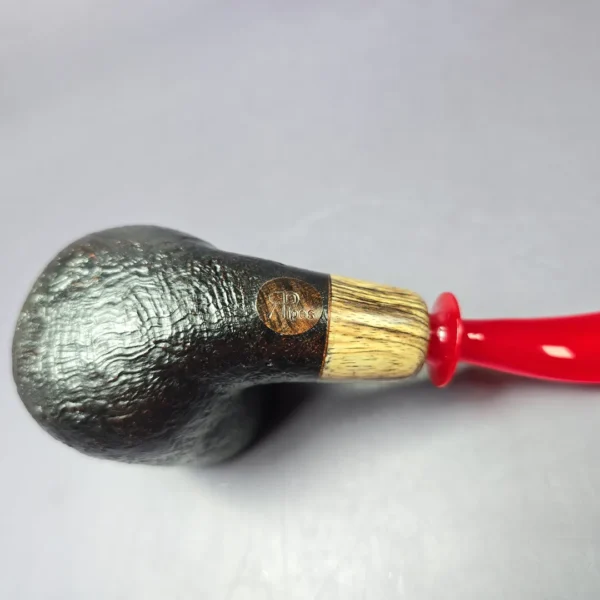 RD Pipes by Ron Powell Sandblasted Bent Brandy w/ Spalted Tamarind Briar Pipe, New - Image 7