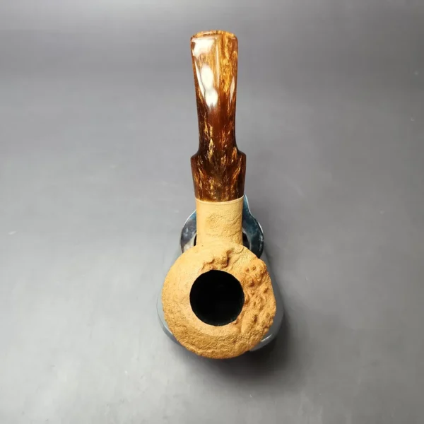 Reum Pipes Natural Sandblasted Dublin w/ Resin Stem Briar Pipe, New - Image 8
