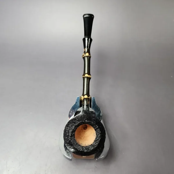 C-Pipe Sandblasted Prince w/ Bamboo Handmade Briar Pipe, New - Image 8