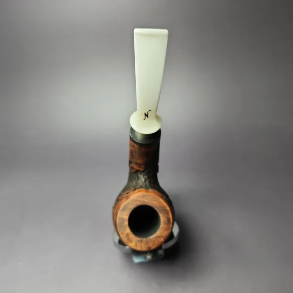 Nording C XL Partially Rusticated Bent Billiard w/ Silver Estate Briar Pipe, Unsmoked - Image 8