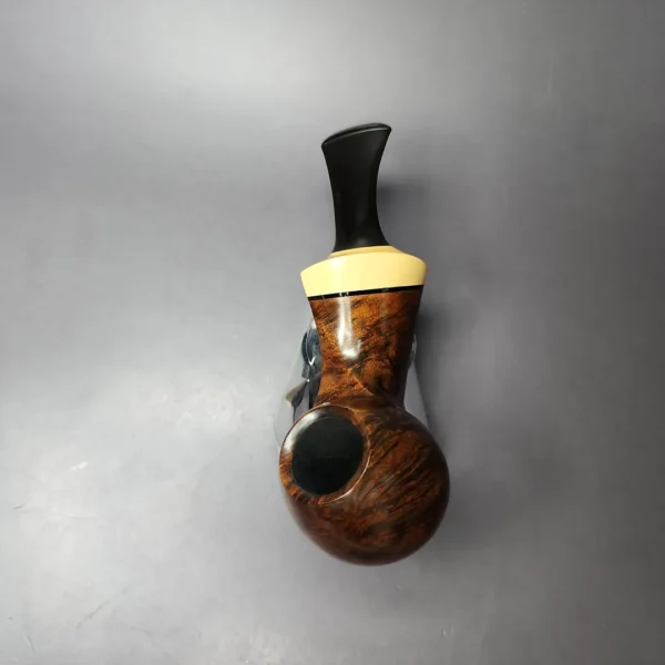 HS Studio Smooth Asymmetrical Blowfish w/ Boxwood Estate Briar Pipe, Unsmoked - Image 8