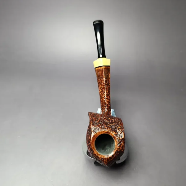 HS Studio Sandblasted Long Shank Blowfish w/ Boxwood Estate Briar Pipe, Unsmoked - Image 8