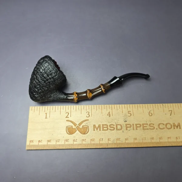 Chris Asteriou 2018 Sandblasted Peewit w/ Bamboo Estate Briar Pipe, Unsmoked - Image 8