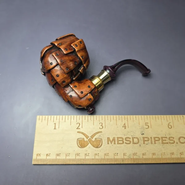 Moonlight Pipes “Steampunk” Oom Paul Sitter w/Brass Handmade Briar Pipe, New - Image 8