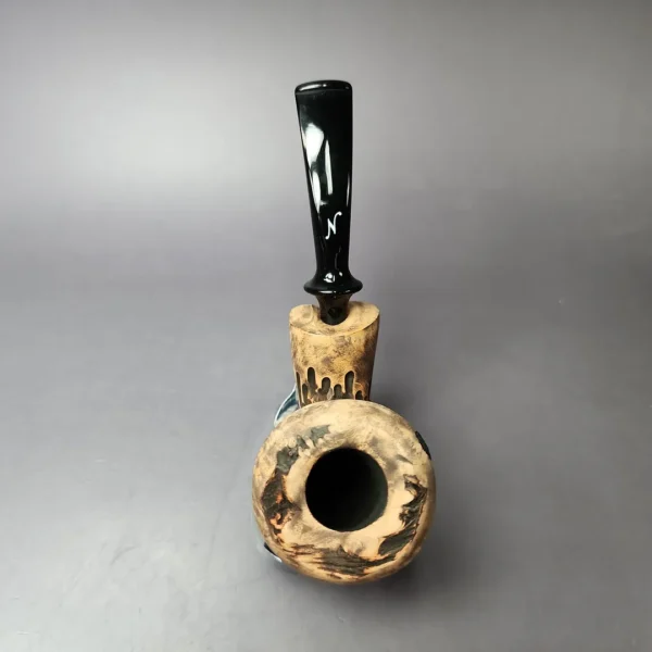 Nording Spruce Matte Partially Rusticated Freehand Estate Briar Pipe, Unsmoked - Image 8